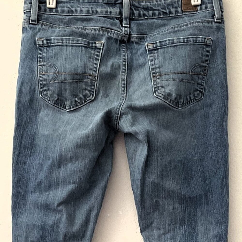 American Eagle Raw Split Hem Distressed Jeans 10r - image 4